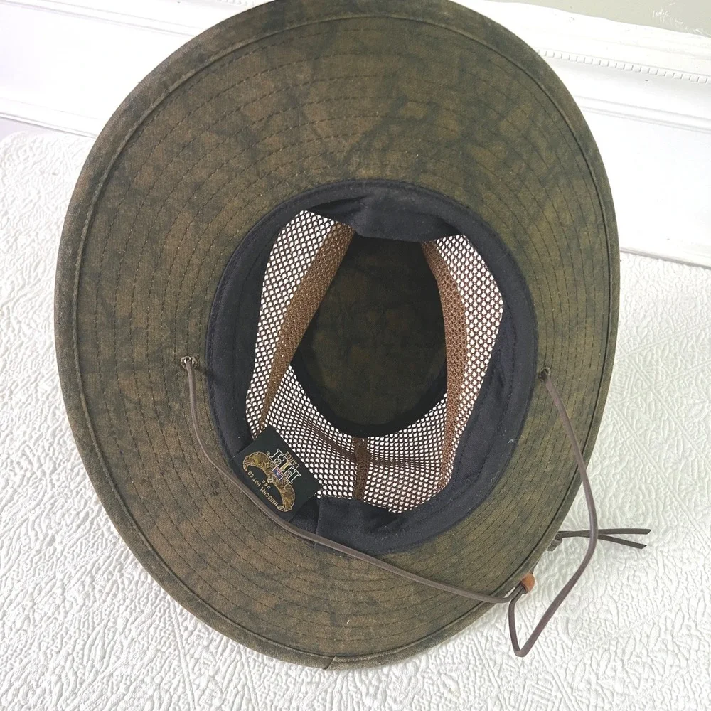 Henschel Breezer Safari Hat Mens Mesh Ventilated Distressed Olive Brown Outback